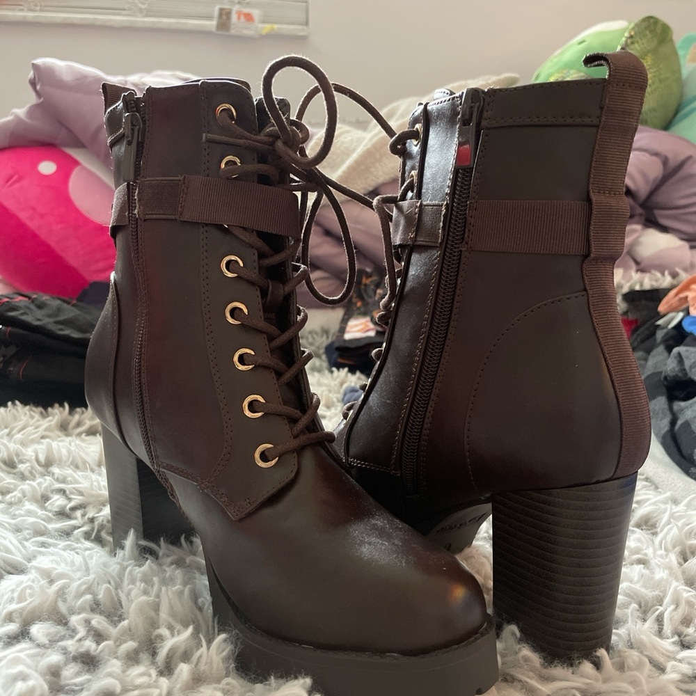 Never worn Brown heeled boots